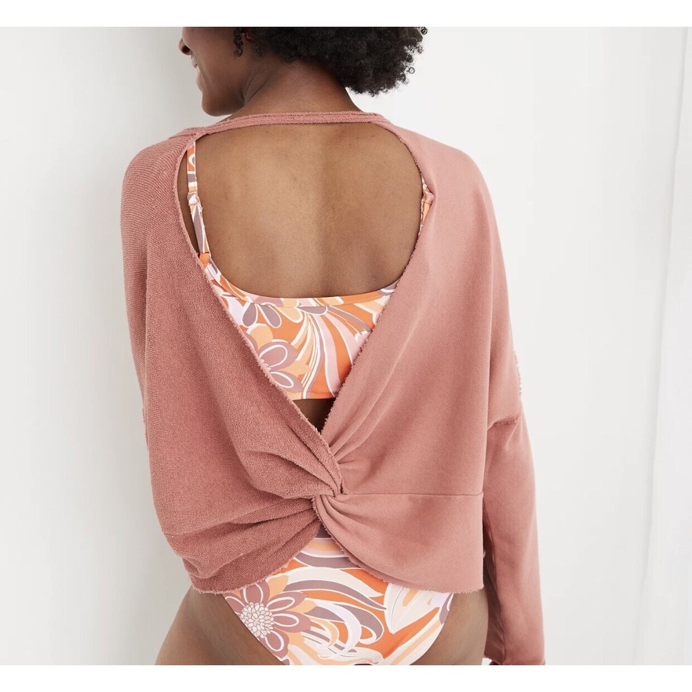 Aerie Sweatshirt M Twilight Open Back‎ Terry Oversized Weekend Pretty *flaw